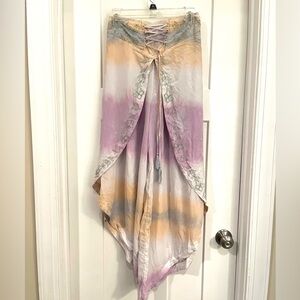 Free People Silk Tie-Dye Wide Leg Pants